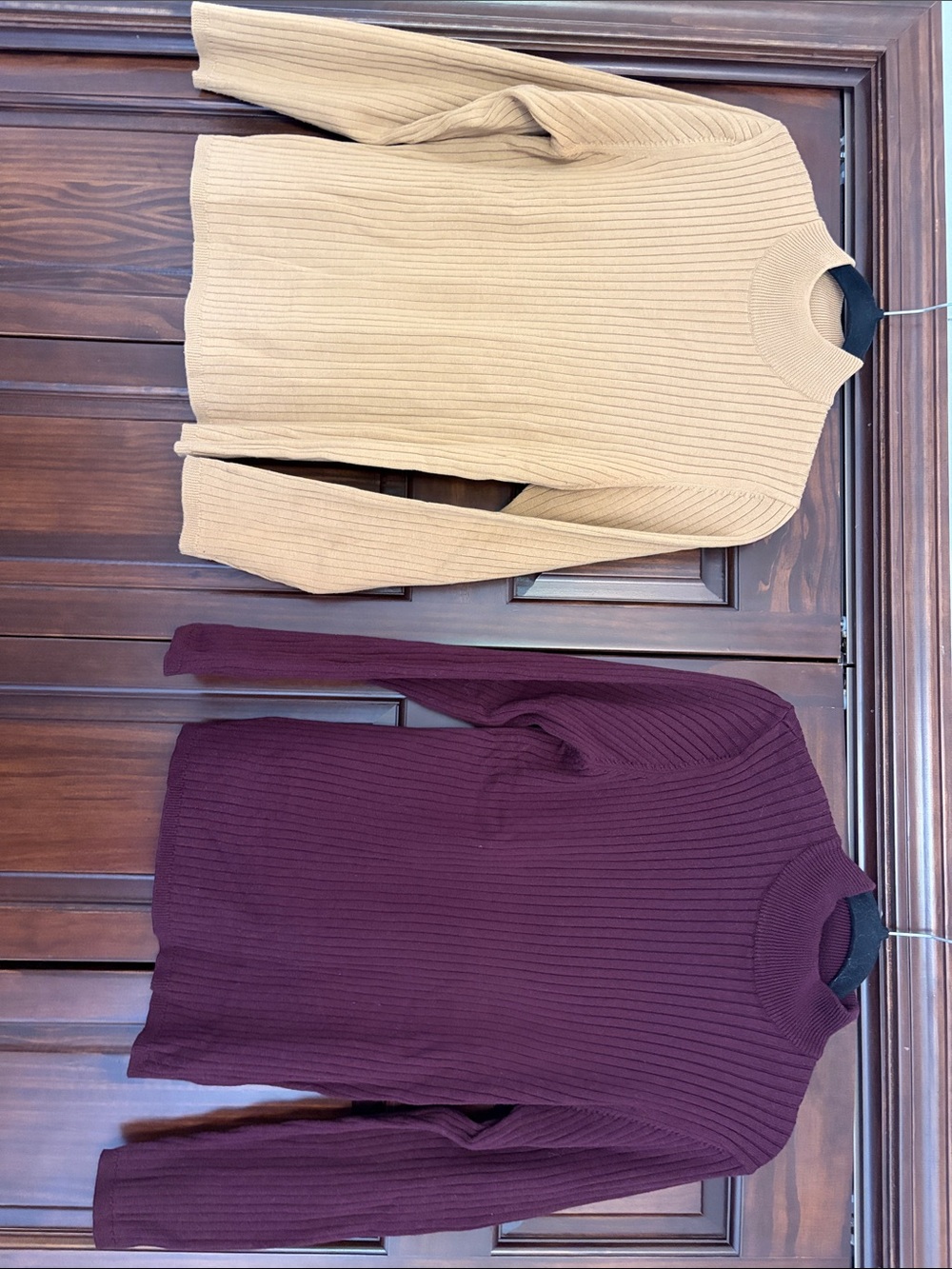 Worthington Ribbed Turtleneck Sweaters in Tan and Plum Bundle